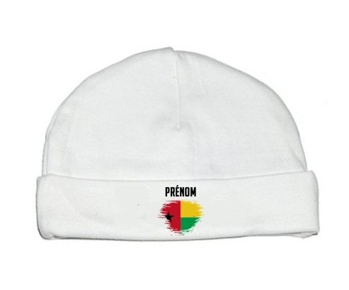 Bonnet bébé personnalisé Drapeau effet pinceau Guinée avec prénom
