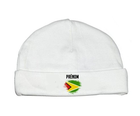 Bonnet bébé personnalisé Drapeau effet pinceau Guyane avec prénom