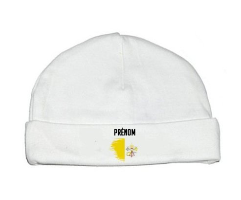 Bonnet bébé personnalisé Drapeau effet pinceau Saint-Siège avec prénom