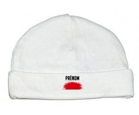 Drapeau effet pinceau Indonésie avec prénom : Bonnet bébé