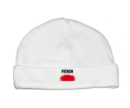 Bonnet bébé personnalisé Drapeau effet pinceau Indonésie avec prénom