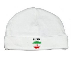 Drapeau effet pinceau L'Iran avec prénom : Bonnet bébé