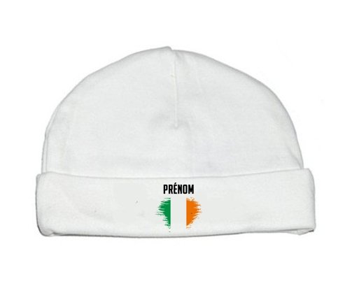 Bonnet bébé personnalisé Drapeau effet pinceau Irlande avec prénom