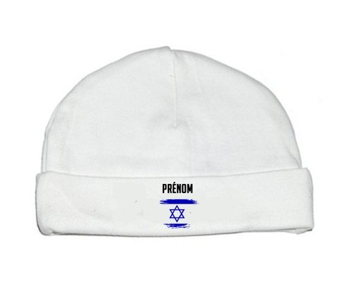 Bonnet bébé personnalisé Drapeau effet pinceau Israël avec prénom