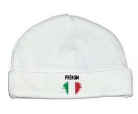 Bonnet bébé personnalisé Drapeau effet pinceau Italie avec prénom