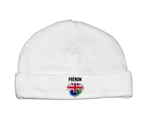 Bonnet bébé personnalisé Drapeau effet pinceau Îles Pitcairn avec prénom