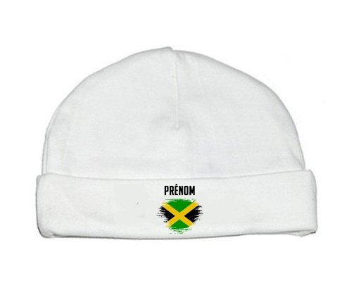 Bonnet bébé personnalisé Drapeau effet pinceau Jamaïque avec prénom