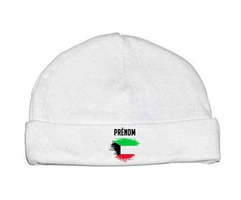 Bonnet bébé personnalisé Drapeau effet pinceau Koweit avec prénom
