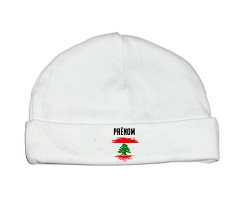 Bonnet bébé personnalisé Drapeau effet pinceau Liban avec prénom