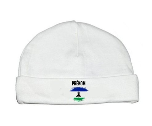 Bonnet bébé personnalisé Drapeau effet pinceau Lesotho avec prénom