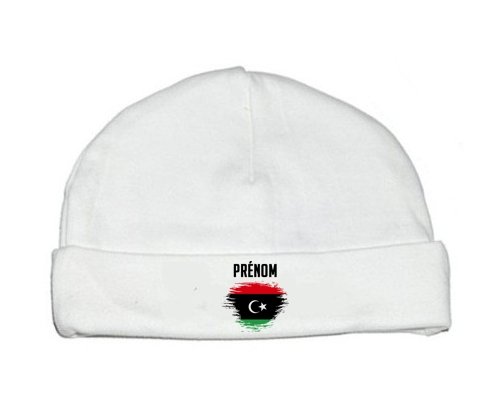 Bonnet bébé personnalisé Drapeau effet pinceau Libye avec prénom