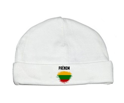 Bonnet bébé personnalisé Drapeau effet pinceau Lituanie avec prénom