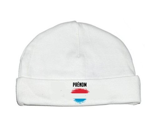 Bonnet bébé personnalisé Drapeau effet pinceau Luxembourg avec prénom