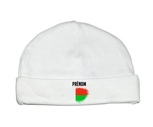 Bonnet bébé personnalisé Drapeau effet pinceau Madagascar avec prénom