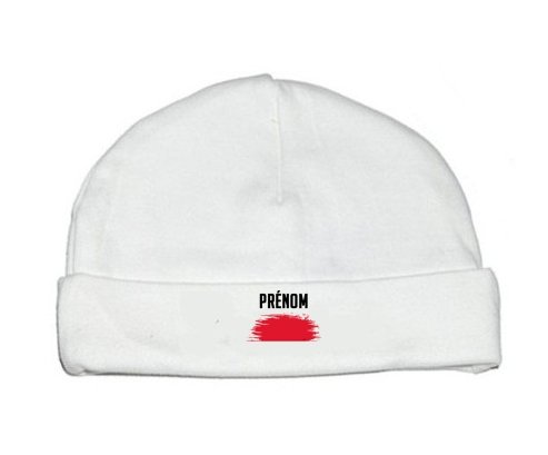 Bonnet bébé personnalisé Drapeau effet pinceau Monaco avec prénom