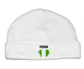 Drapeau effet pinceau Nigeria avec prénom : Bonnet bébé