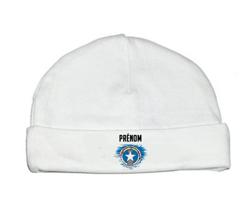 Bonnet bébé personnalisé Drapeau effet pinceau Corée du Nord avec prénom
