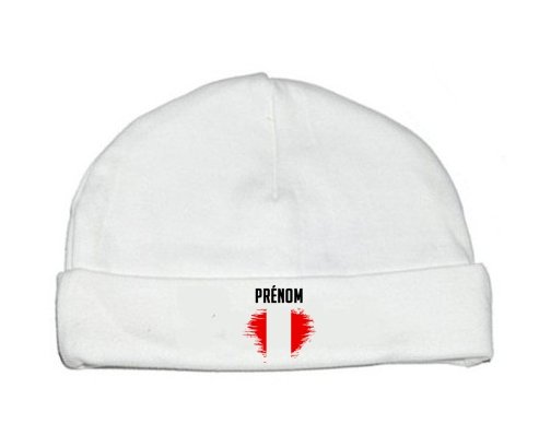 Bonnet bébé personnalisé Drapeau effet pinceau Pérou avec prénom