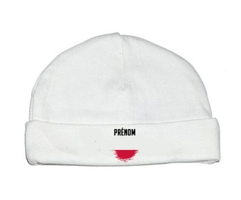 Bonnet bébé personnalisé Drapeau effet pinceau Pologne avec prénom