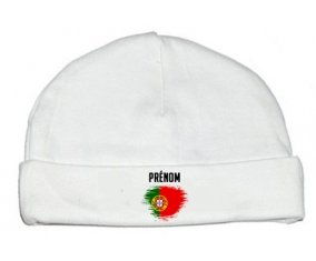 Bonnet bébé personnalisé Drapeau effet pinceau le Portugal avec prénom