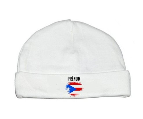 Bonnet bébé personnalisé Drapeau effet pinceau Porto Rico avec prénom