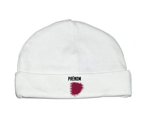 Bonnet bébé personnalisé Drapeau effet pinceau Qatar avec prénom