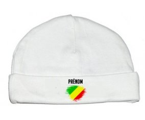 Drapeau effet pinceau République du Congo avec prénom : Bonnet bébé