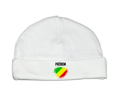 Bonnet bébé personnalisé Drapeau effet pinceau République du Congo avec prénom