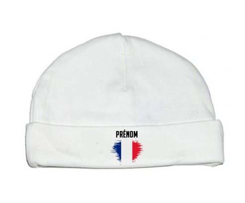 Bonnet bébé personnalisé Drapeau effet pinceau île de la Réunion avec prénom