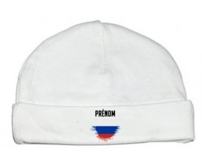 Drapeau effet pinceau Russie avec prénom : Bonnet bébé