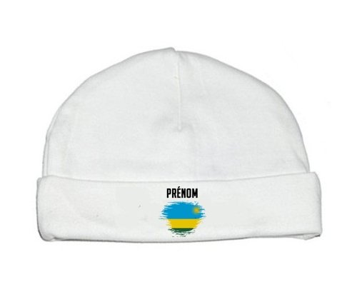 Bonnet bébé personnalisé Drapeau effet pinceau Rwanda avec prénom
