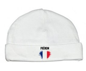 Drapeau effet pinceau Saint Barthlemy avec prénom : Bonnet bébé