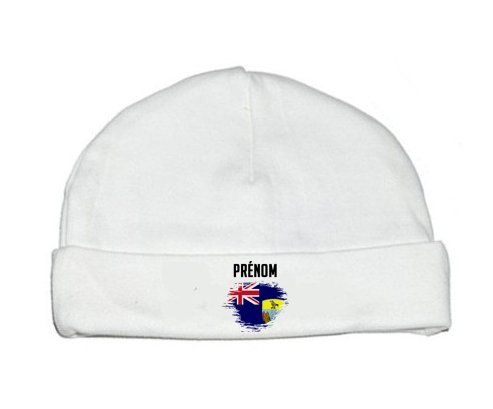 Bonnet bébé personnalisé Drapeau effet pinceau Sainte-Hélène avec prénom