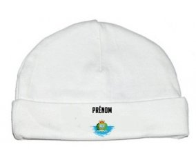 Drapeau effet pinceau Saint Marin avec prénom : Bonnet bébé