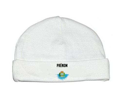 Bonnet bébé personnalisé Drapeau effet pinceau Saint Marin avec prénom