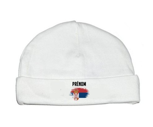 Bonnet bébé personnalisé Drapeau effet pinceau Serbie avec prénom