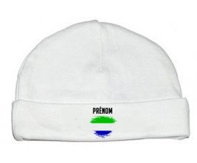 Bonnet bébé personnalisé Drapeau effet pinceau Sierra Leone avec prénom