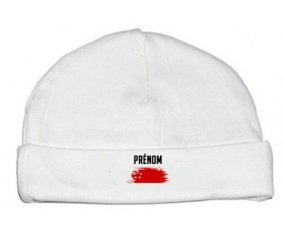 Drapeau effet pinceau Singapour avec prénom : Bonnet bébé