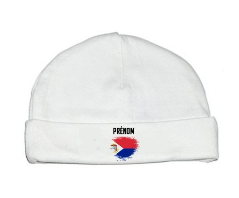 Bonnet bébé personnalisé Drapeau effet pinceau Sint Maarten avec prénom