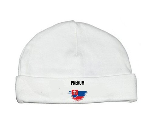 Bonnet bébé personnalisé Drapeau effet pinceau Slovaquie avec prénom