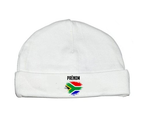 Bonnet bébé personnalisé Drapeau effet pinceau Afrique du Sud avec prénom