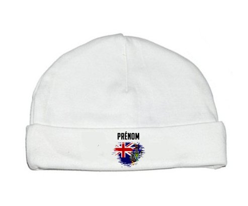Bonnet bébé personnalisé Drapeau effet pinceau Géorgie du Sud et les Îles Sandwich du Sud avec prénom