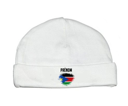 Bonnet bébé personnalisé Drapeau effet pinceau Soudan du sud avec prénom