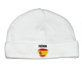 Bonnet bébé personnalisé Drapeau effet pinceau Espagne avec prénom