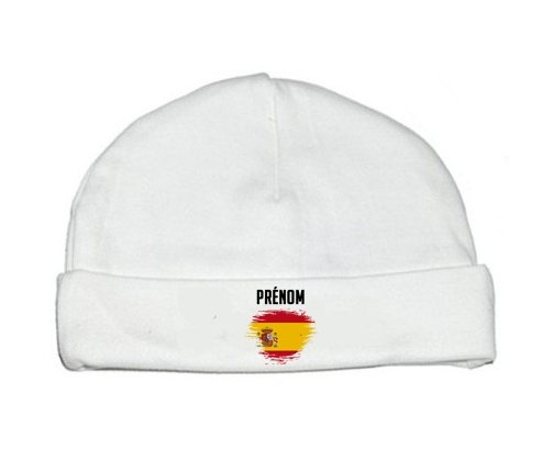Bonnet bébé personnalisé Drapeau effet pinceau Espagne avec prénom
