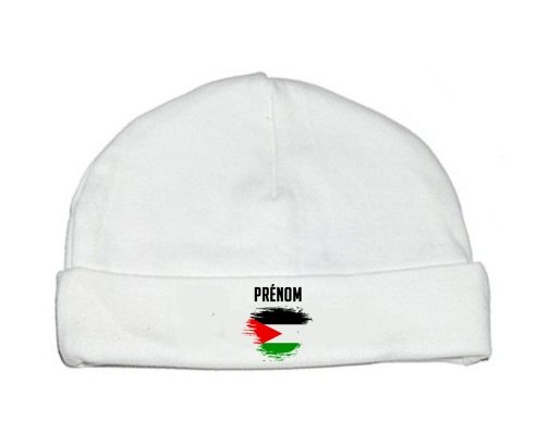 Bonnet bébé personnalisé Drapeau effet pinceau État de Palestine avec prénom