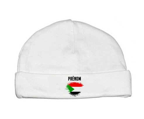 Bonnet bébé personnalisé Drapeau effet pinceau Soudan avec prénom