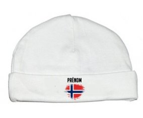 Drapeau effet pinceau Svalbard et Jan Mayen avec prénom : Bonnet bébé