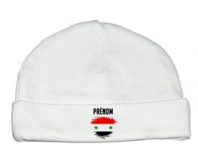 Drapeau effet pinceau République arabe syrienne avec prénom : Bonnet bébé