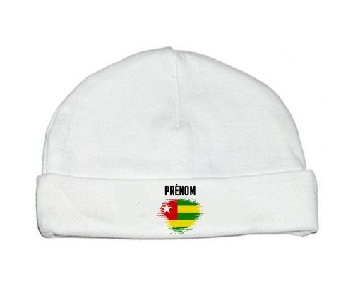 Bonnet bébé personnalisé Drapeau effet pinceau Togo avec prénom